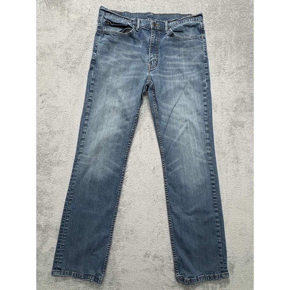 Levis 514 Jeans Mens Measured 34x30 Blue Straight Stretch Medium Wash‎ Classic